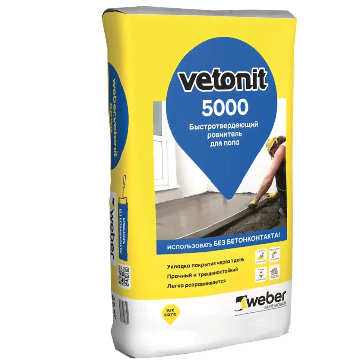 Ровнитель (стяжка пола) Weber.vetonit 5000 первичный быстротвердеющий 25 кг
