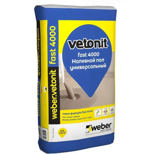 Универсальный наливной пол Ветонит Фаст 4000 (Vetonit Fast 4000) (5-80мм) (20кг)