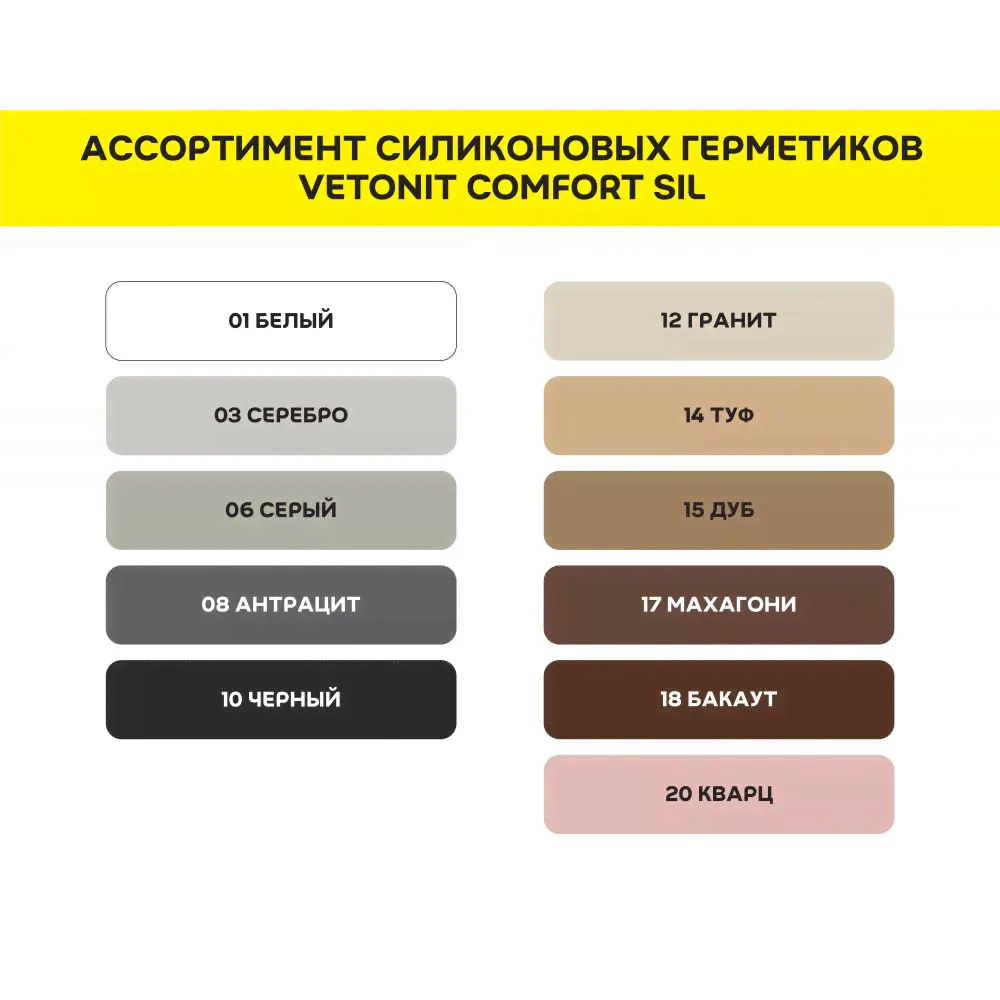 Купить Vetonit Comfort Sil Цветной силиконовый герметик 08 антрацит, 280 мл (Ветонит комфорт сил) по доступной цене в Самаре-2