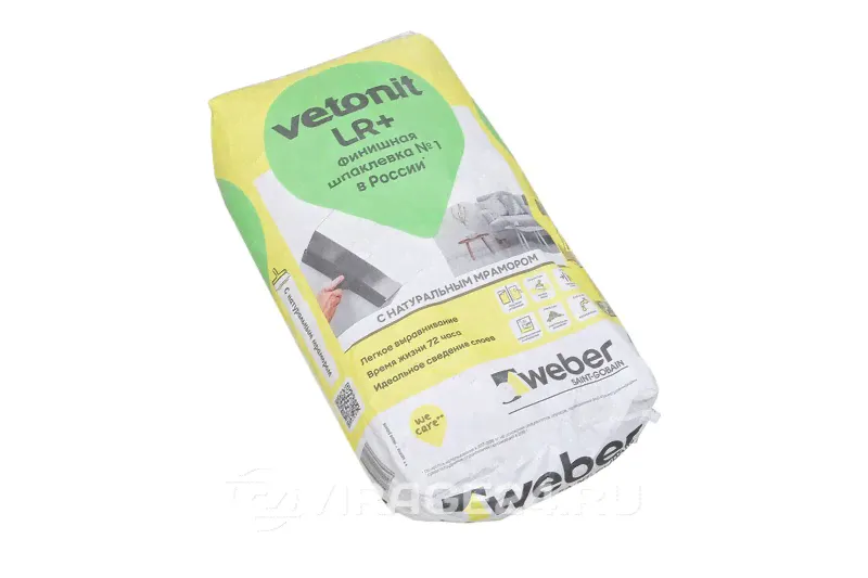 Шпатлевка полимерная финишная 20 кг Ветонит ЛР+, Vetonit тов-167925