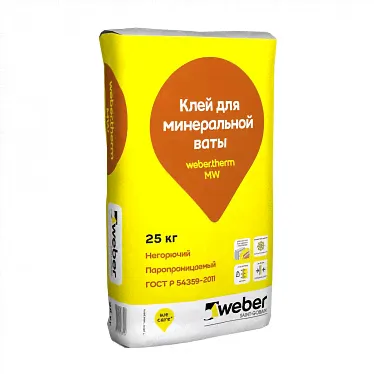 Клеевая смесь Vetonit weber.therm MW для монтажа минеральной ваты, 25кг