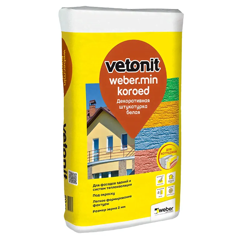Штукатурка декоративная Vetonit Koroed белая, 20 кг-0
